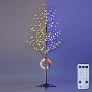 6 ft. Pre-Lit Cherry Blossom Artificial Christmas Tree with 208 Warm White to Multi-Color, Timer and Dimmer with Remote