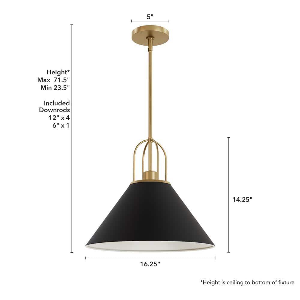 Matte Black and Luxe Gold Aluminum Pendant Light Fixture