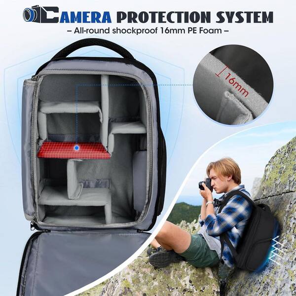 anti theft backpack dslr and laptop Lukyamzn Camera Backpack with Laptop Compartment Weatherproof Anti-Theft  Design for DSLR SLR Mirrorless Black A51PH00727045
