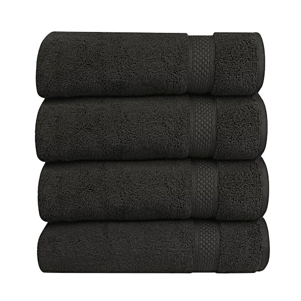 A1 Home Collections A1HC Bath Sheet 500 GSM Duet Technology 100% Cotton Ring Spun Black Onyx 35 in. x 70 in. Highly Absorbent (Set of 4)