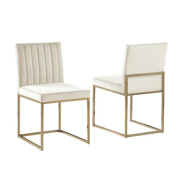 Best Master Furniture Jacobsen Cream Velvet Armless Chairs (Set of 2)