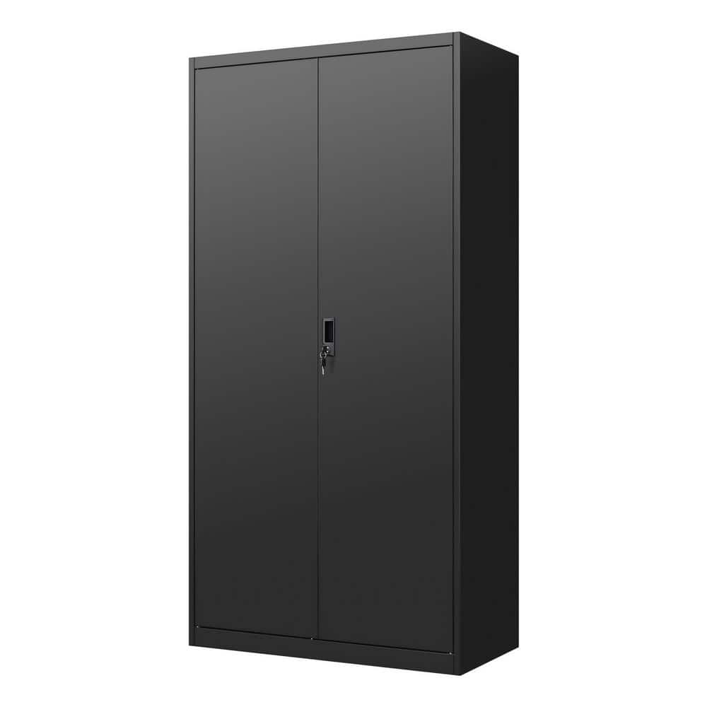 4-Tier Metal Wardrobe Cabinet Locker in Black with Hanging Rod, Lock, Adjustable Shelves and Doors price history on PriceWatchPro