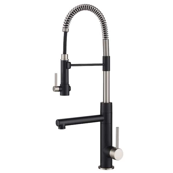 KRAUS Artec Pro Single-Handle Pull-Down Sprayer Kitchen Faucet and Pot Filler in Spot Free Stainless Steel Matte Black