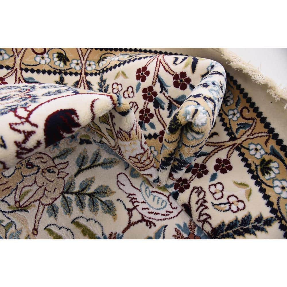 Ivory Floral Synthetic 8' x 10' Rectangular Area Rug