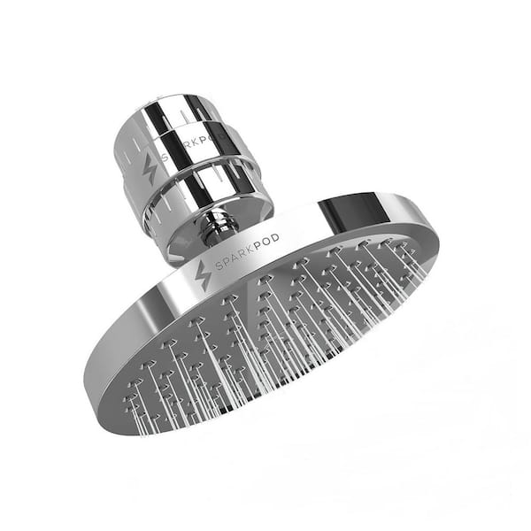 Lukvuzo 8 in. Round 23-Stage Shower Filter Head with Water Filter Cartridge Reduces Chlorine High Pressure in Chrome