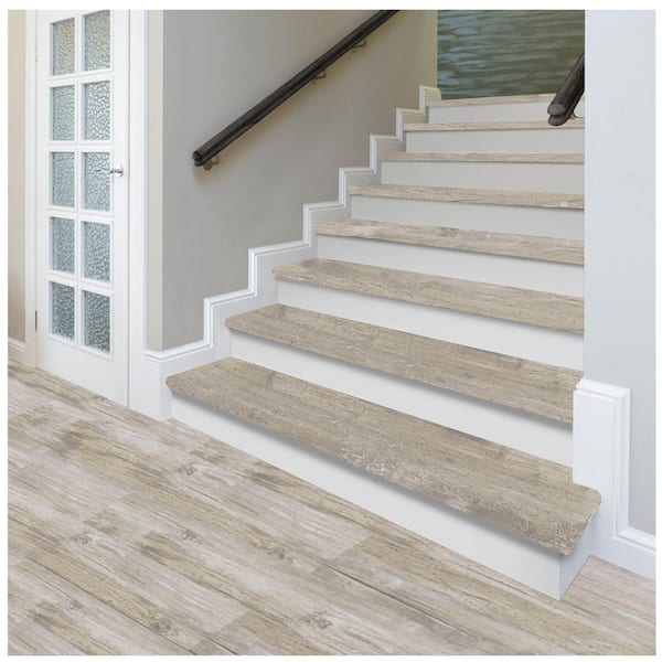 Lighthouse Oak/Rustic Wood/Salted Oak 47 in. L x 7.37 in. W x 0.56 in. T Vinyl Stair Reversible Riser