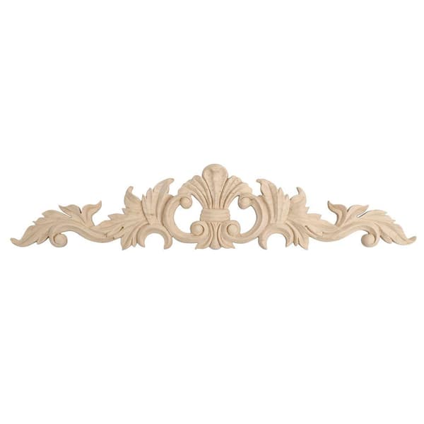 American Pro Decor 6-1/2 in. x 30 in. x 3/4 in. Unfinished Hand Carved North American Solid Hard Maple Wood Onlay Acanthus Wood Applique