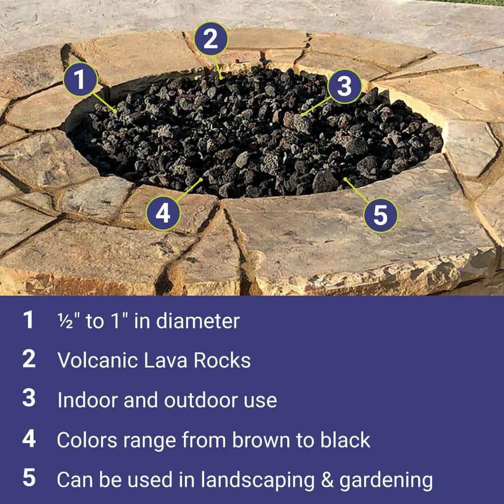 Medium Black Lava Rock for Fire Pits and Fireplaces, 10 Pounds