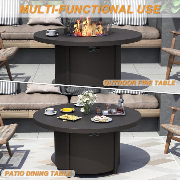 Halmuz 7-piece Metal Patio Conversation Set with 48"