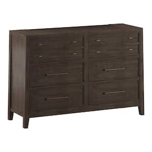 Forest Garden Warm Gray 8-Drawer 56.75 in. Wide Dresser with Hidden Drawers