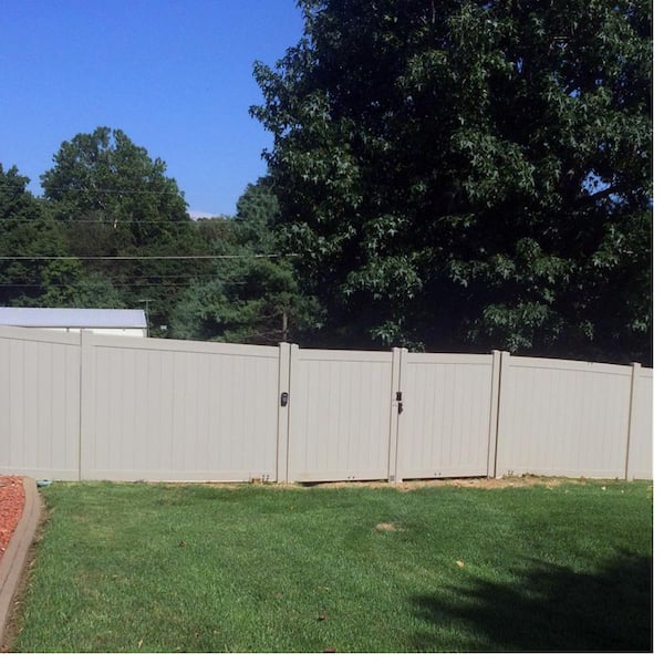 Savannah 7.4 ft. W x 5 ft. H Tan Vinyl Privacy Double Fence Gate Kit