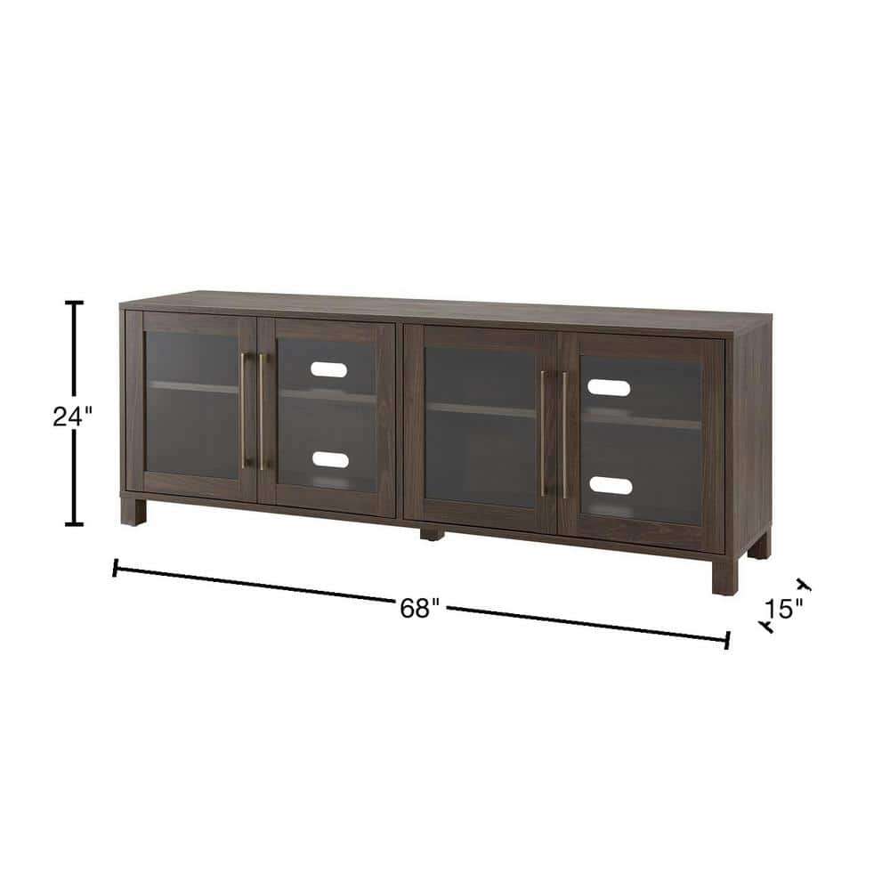 Alder Brown Rectangular TV Stand with Glass Doors