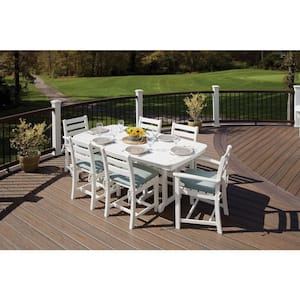 Yacht Club 37 in. x 72 in. Classic White Patio Dining Table