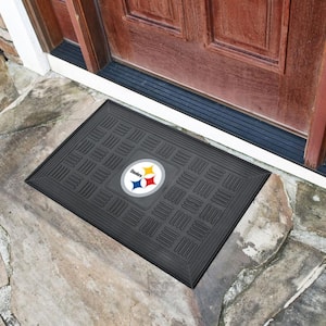 NFL Pittsburgh Steelers Black 19 in. x 30 in. Vinyl Outdoor Door Mat