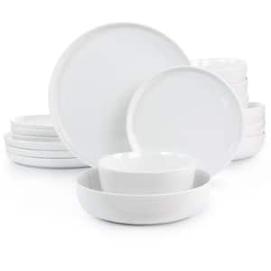 White Deco 16-Piece Fine Ceramic Dinnerware Set in White Service for 4