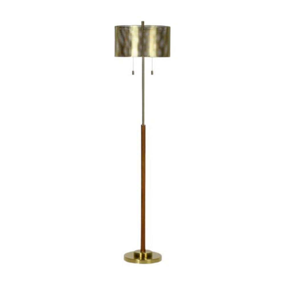 "60"" Metal & Wood Column Floor Lamp in Satin Brass with a Designer Metal Shade" price history on PriceWatchPro
