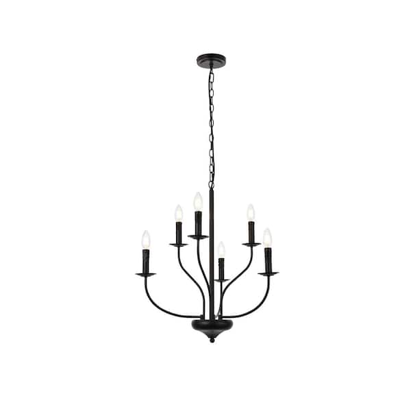 Unbranded Home Living 40-Watt 6-Light Black Pendant Light with No Shade, No Bulbs Included