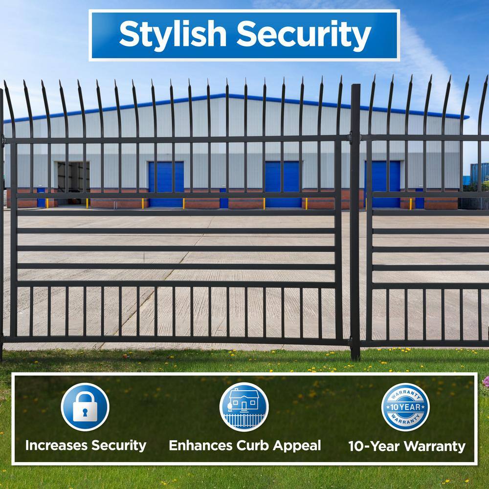 Black Steel 8-Panel French Gothic Ornamental Fence Kit