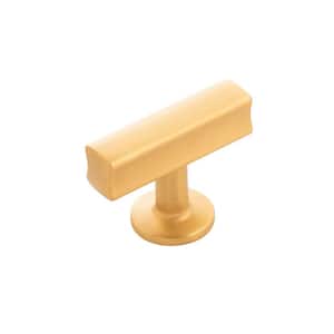 Woodward Collection T-Knob 1-15/16 in. and 15/16 in. Brushed Golden Brass Finish Modern Zinc Cabinet Knob (1-Pack)