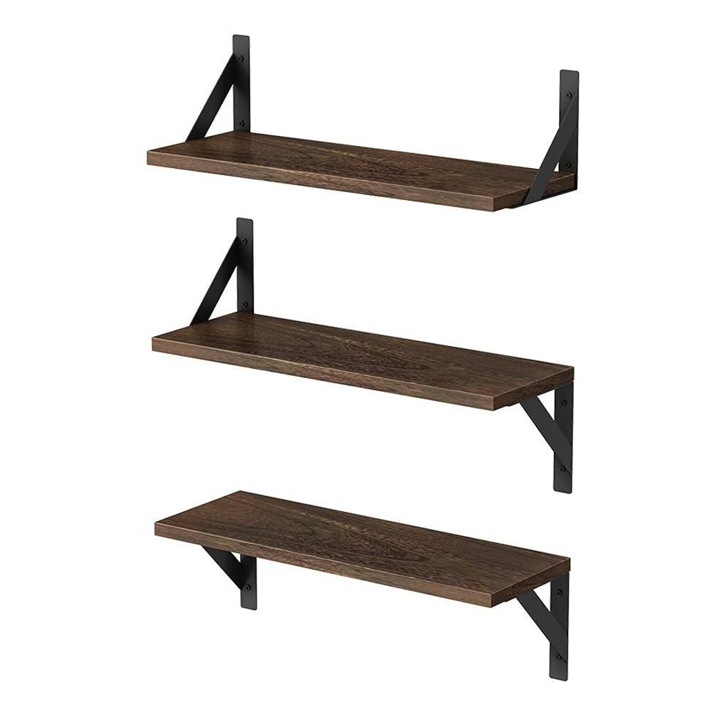 17 in. W Rustic Brown Decorative Floating Shelves with Brackets Set of 3 price history on PriceWatchPro