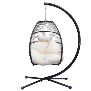 Swing Hanging Egg Rattan Chair Outdoor Garden Patio Hammock Stand Porch Cushions 
