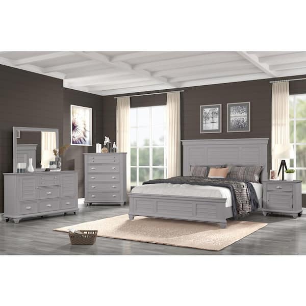 NEW CLASSIC HOME FURNISHINGS New Classic Furniture Jamestown 5-Piece Gray California King Wood Bedroom Set (B/Dr/Mr/Ch/Ns)