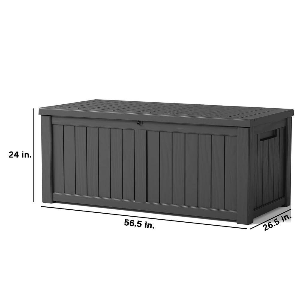 Black 120 Gallon Lockable Resin Outdoor Deck Box