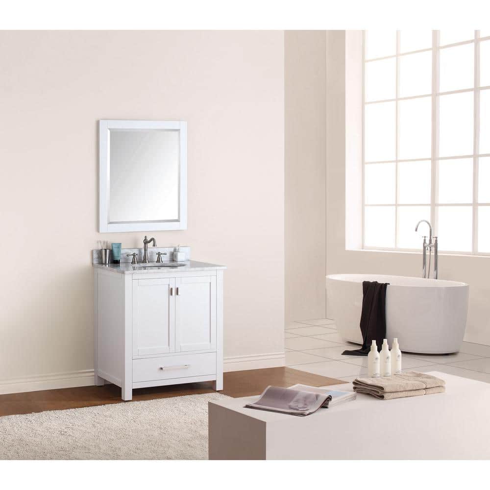 Modero 30'' White Poplar Wood Bathroom Vanity Base