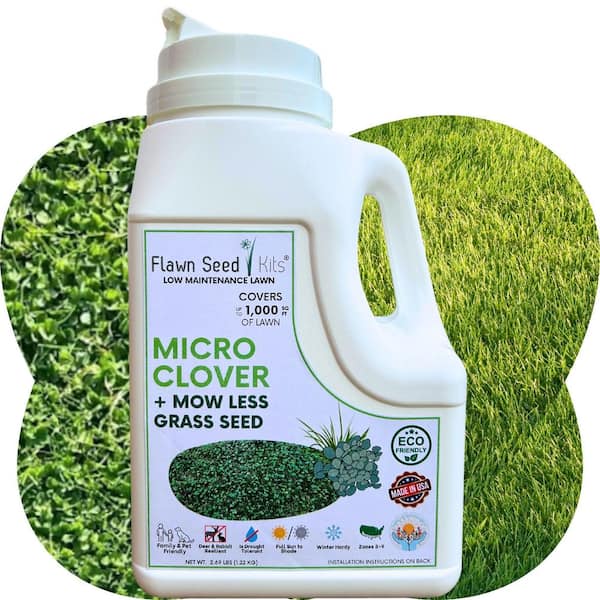 Micro Clover & Mow Less Grass Seed Shaker Jug, Clover Lawn Alternative with Fescue Seed Mix, Covers Up To 1,000 Sq. ft.