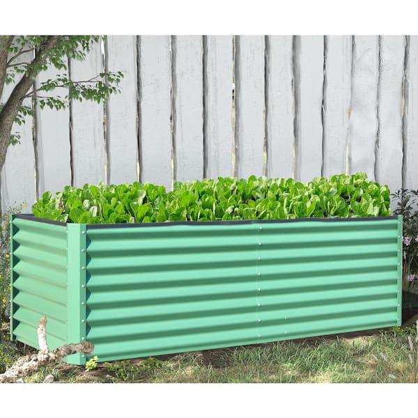 Boyel Living 6 x 3 x 2 ft. Steel Galvanized Raised Garden Bed, Outdoor Planter Garden Boxes Large Metal Planter Box in Green