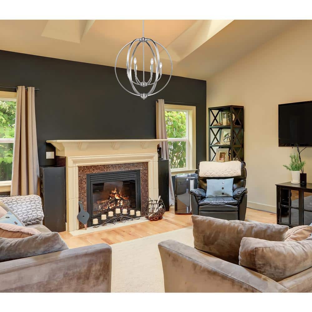 Contemporary Silver 6-Light Ambient Chandelier
