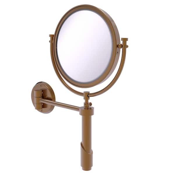 Tribecaa 8in. W x 15in. H Round Framed  Wall Mounted Magnifying Bathroom Make-Up Mirror with 5X Mag. in Brushed Bronze