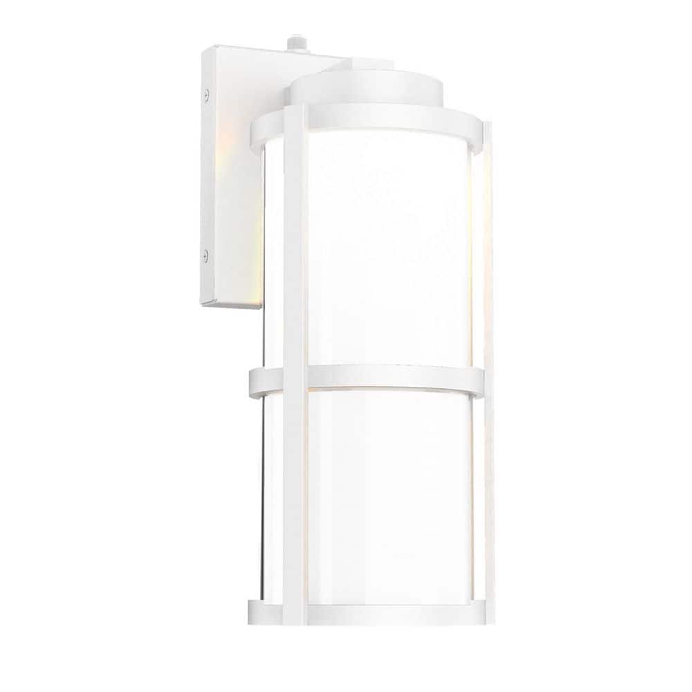 Lantern 14 in. White Indoor/Outdoor Hardwired Wall Lantern Sconce with Selectable CCT Integrated LED price history on PriceWatchPro