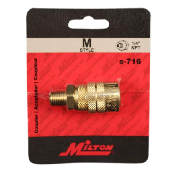 Details about   Lot of 2 Milton 716 Air Hose Coupler M Style 1/4" Female NPT Thread Free Ship! 