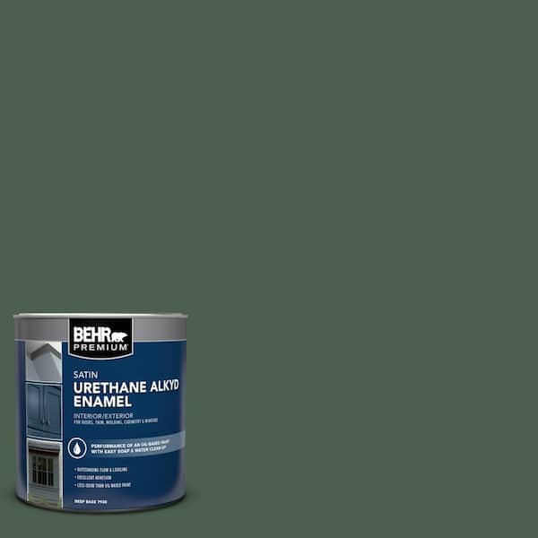 BEHR PREMIUM 1 qt. #N400-7 Vine Leaf Satin Enamel Urethane Alkyd Interior/Exterior Paint