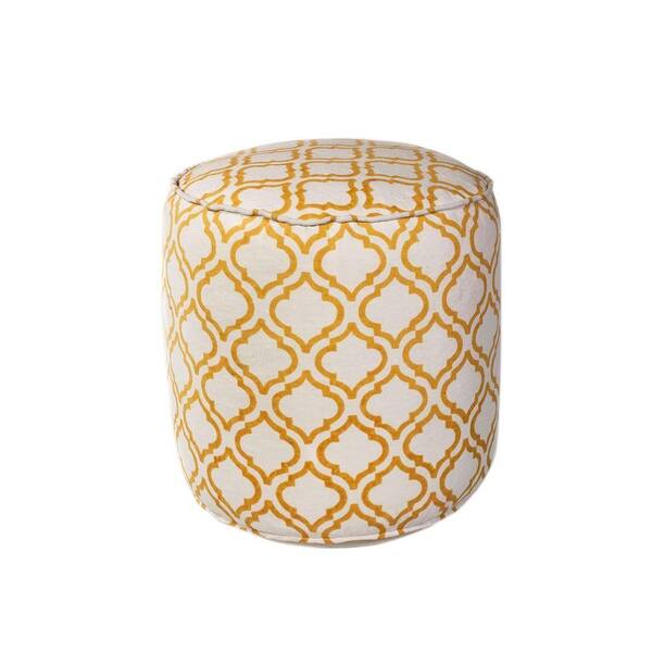Kas Rugs Champion Decorative Pouf in Ivory/Yellow