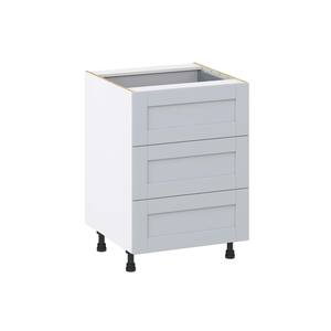 Milton 24 in. W x 24 in. D x 34.5 in. H Assembled Shaker Drawer Base Kitchen Cabinet in Light Gray with 4 Drawers