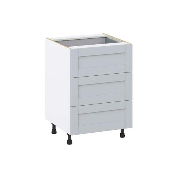 J COLLECTION Milton 24 in. W x 24 in. D x 34.5 in. H Assembled Shaker Drawer Base Kitchen Cabinet in Light Gray with 4 Drawers