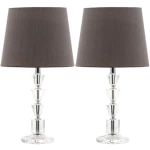 Harlow 16 in. Clear Tiered Crystal Orb Table Lamp with Brown Shade (Set of 2)
