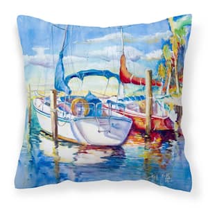 14 in. x 14 in. Multi-Color Lumbar Outdoor Throw Pillow Towering Q Sailboats Canvas