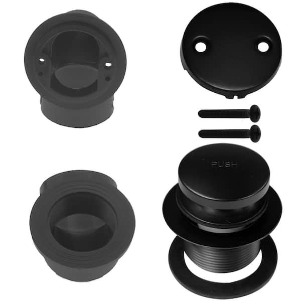 Westbrass Sch. 40 ABS 1-1/2 in. Course Thread Plumber's Pack Tip-Toe Bathtub Drain with Two-Hole Elbow, Matte Black