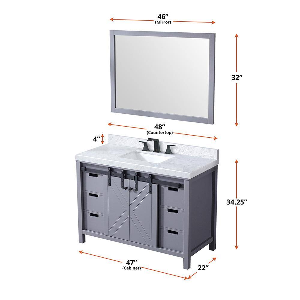 Marsyas 48" Dark Gray Single Vanity with Carrara Marble Top