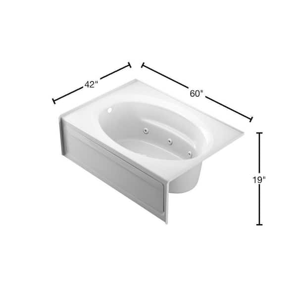 PROJECTA 60 in. x 42 in. Acrylic Left-Hand Drain Rectangular Alcove Whirlpool Bathtub In White PROJECTA 60 in. x 42 in. Acrylic Left-Hand Drain Rectangular Alcove Whirlpool Bathtub In White
