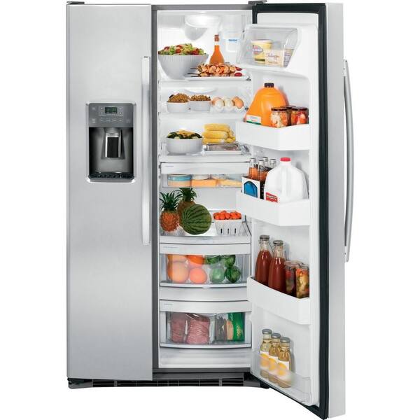 Ge 25 3 Cu Ft Side By Side Refrigerator In Stainless Steel Energy Star Gse25gshss The Home Depot