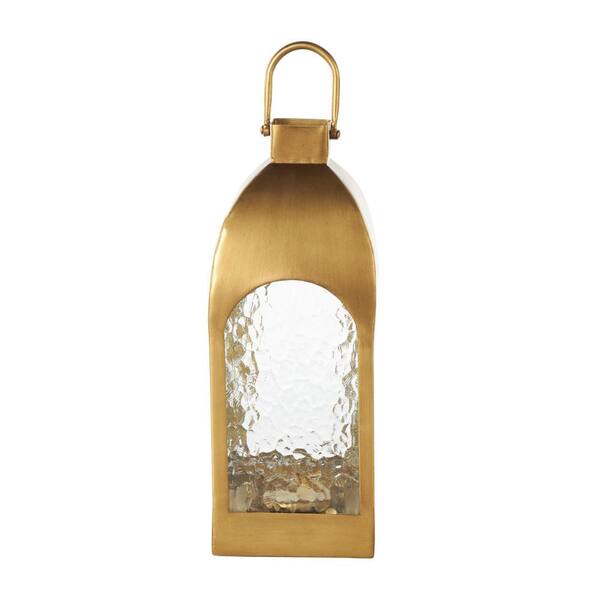 Litton Lane Gold Metal Arched Candle Lantern with Top Handle