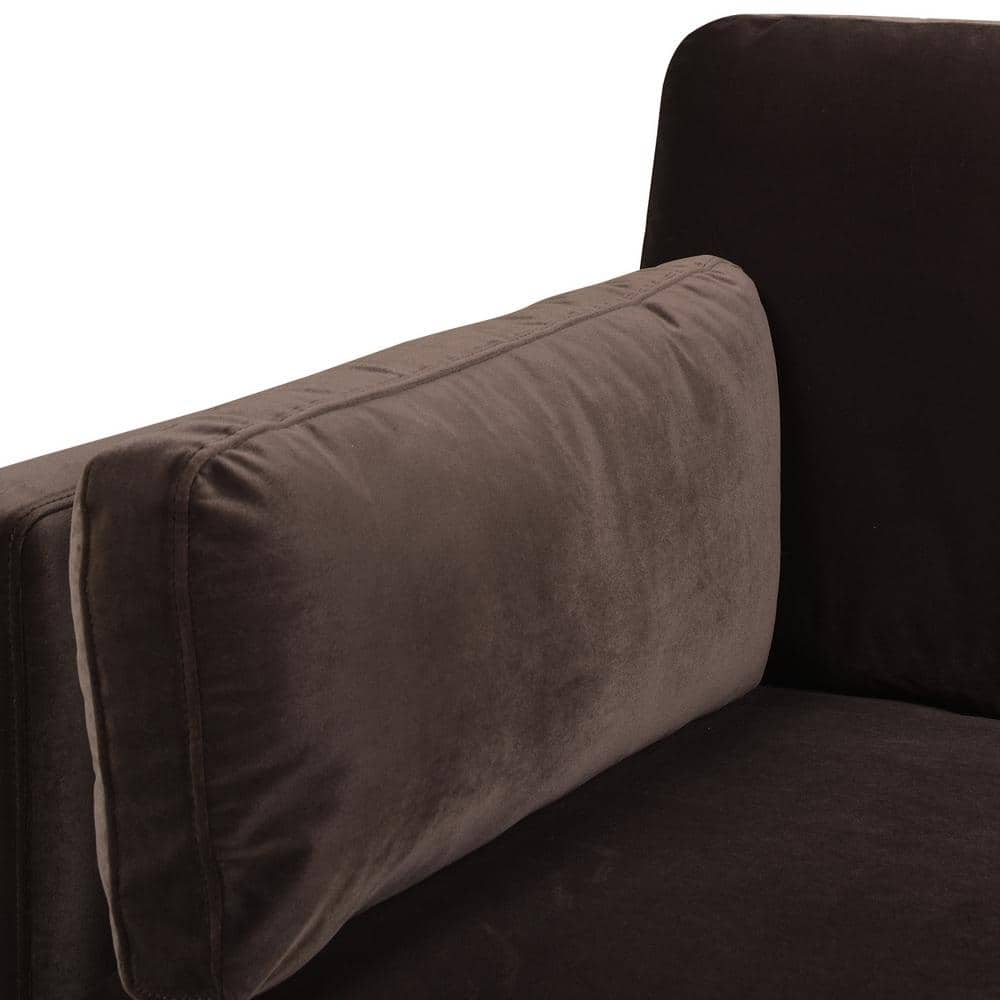 Knox Deep Brown Velvet and Wood Armchair 36"