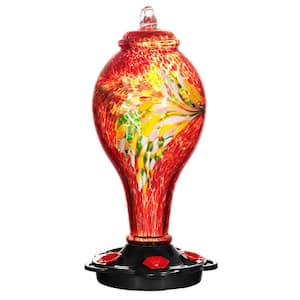 36 oz. Glass Hummingbird Feeder with 5 Feeding Ports and 5 Perches for Patio Garden Decor, Red