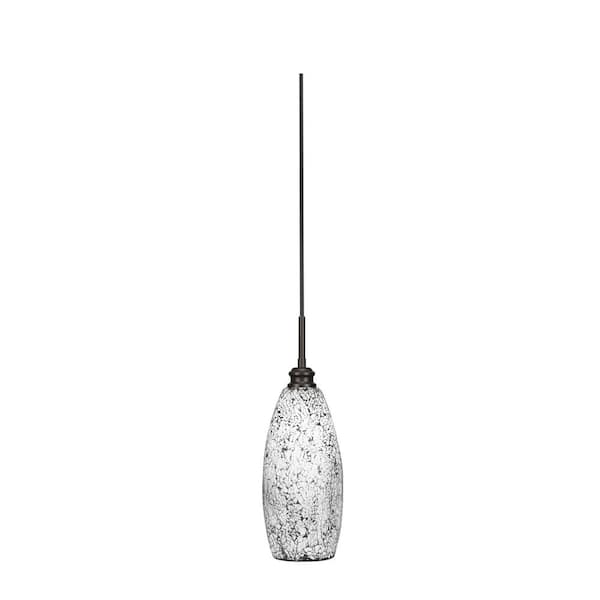 Unbranded Albany 60-Watt 1-Light Espresso Pendant Mini Pendant Light Black Fusion Glass and Light Bulb Not Included