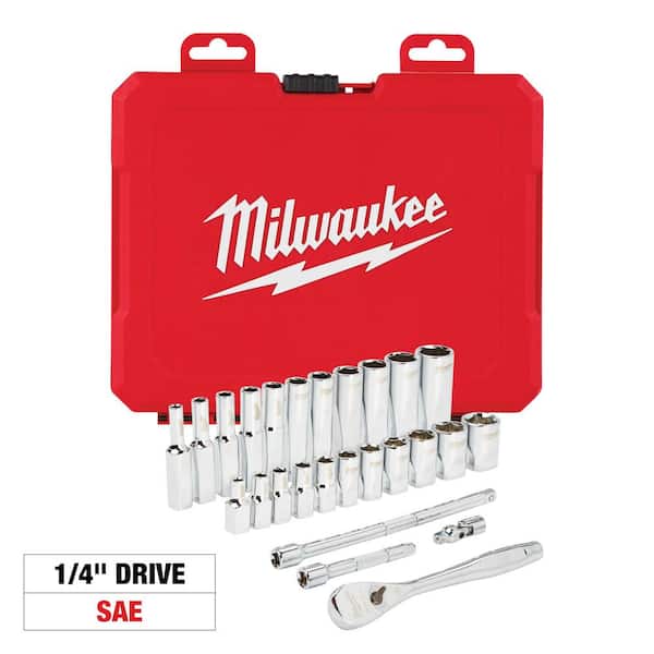 Milwaukee 1/4 in. Drive SAE Ratchet and Socket Mechanics Tool Set (26-Piece)