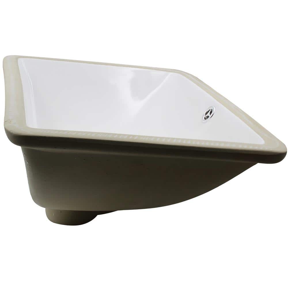 Rectangular White Ceramic Undermount Bathroom Sink